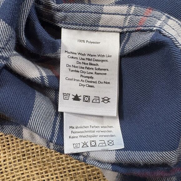 Eddie Bauer Men's AV Long Sleeve Blue/White/Red Flannel Shirt Size XL - Picture 5 of 5